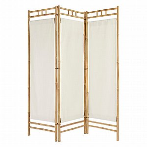 פרגוד מחיצה במבוק טבעי מתקפל נייד בשילוב בד לבן